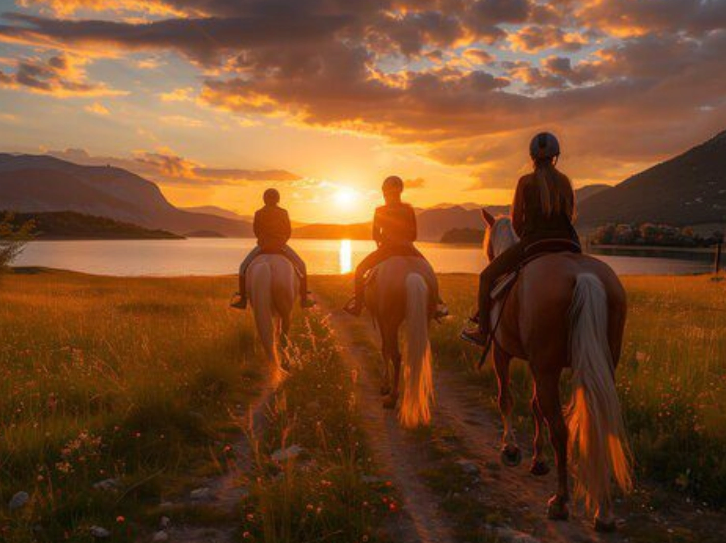 Peaceful New Jersey nature view of group of people on horses illustrating simple, worry-free Group health insurance guidance